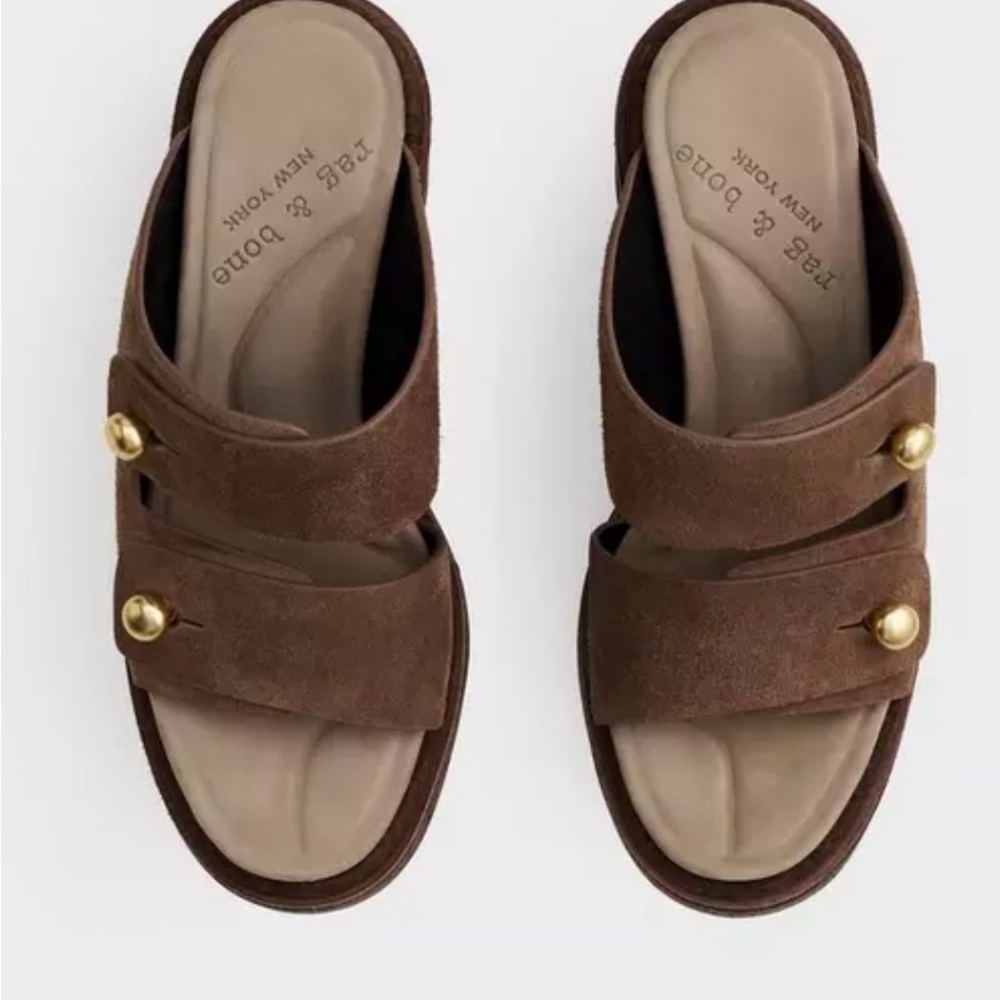 Rag & Bone Sommer Wedge  Tundra Brown Suede Sandals 37.5